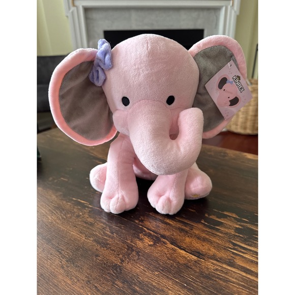 Kinrex Other - Kinrex Pink Elephant Stuffed Animal Plush Toy with Purple Bow New with Tags